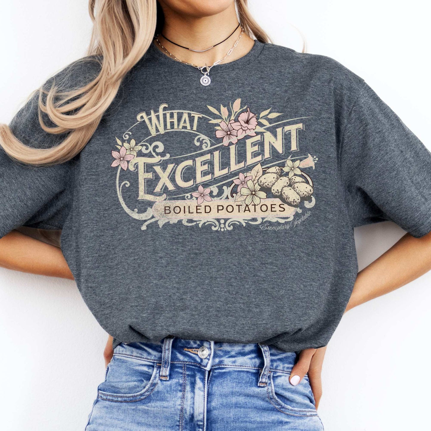 Jane Austen Shirt - What Excellent Boiled Potatoes - Pride and Prejudice Shirt Dark Heather / S T-Shirt The Mystic Eden Bookish Book Lovers