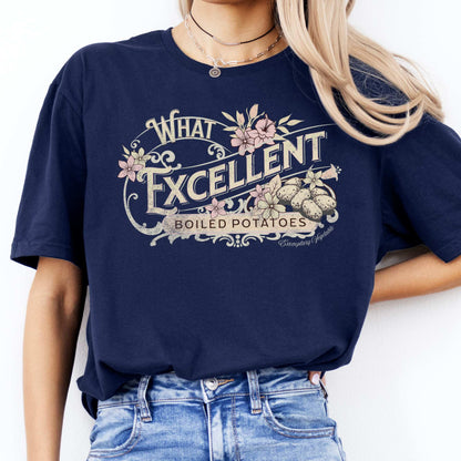 Jane Austen Shirt - What Excellent Boiled Potatoes - Pride and Prejudice Shirt Navy / S T-Shirt The Mystic Eden Bookish Book Lovers