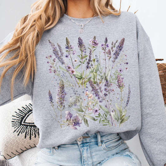 Lavender Spring Cottagecore Sweatshirt Sport Grey / S Sweatshirt The Mystic Eden Bookish Book Lovers