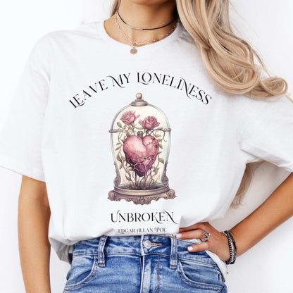 Leave My Loneliness Unbroken Edgar Allan Poe T-Shirt White / S T-Shirt The Mystic Eden Bookish Book Lovers