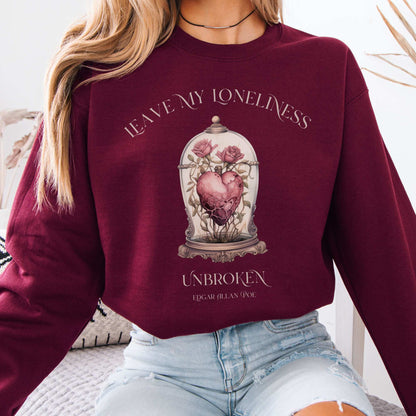 Leave My Loneliness Unbroken Poe Sweatshirt Maroon / S Sweatshirt The Mystic Eden Bookish Book Lovers