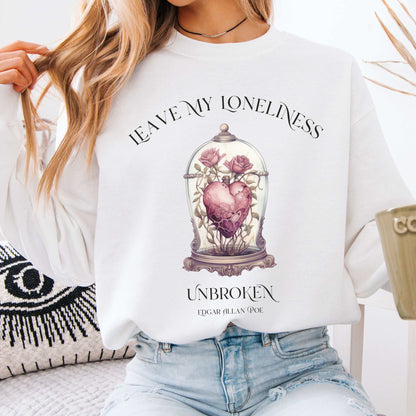 Leave My Loneliness Unbroken Poe Sweatshirt White / S Sweatshirt The Mystic Eden Bookish Book Lovers