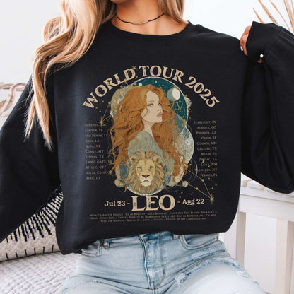 Leo Concert Sweatshirt - Zodiac World Tour 2025 Sweatshirt Black / S Sweatshirt The Mystic Eden Bookish Book Lovers