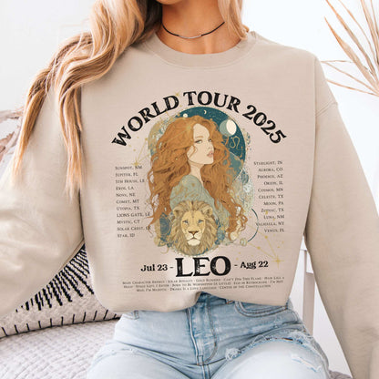 Leo Concert Sweatshirt - Zodiac World Tour 2025 Sweatshirt Sand / S Sweatshirt The Mystic Eden Bookish Book Lovers