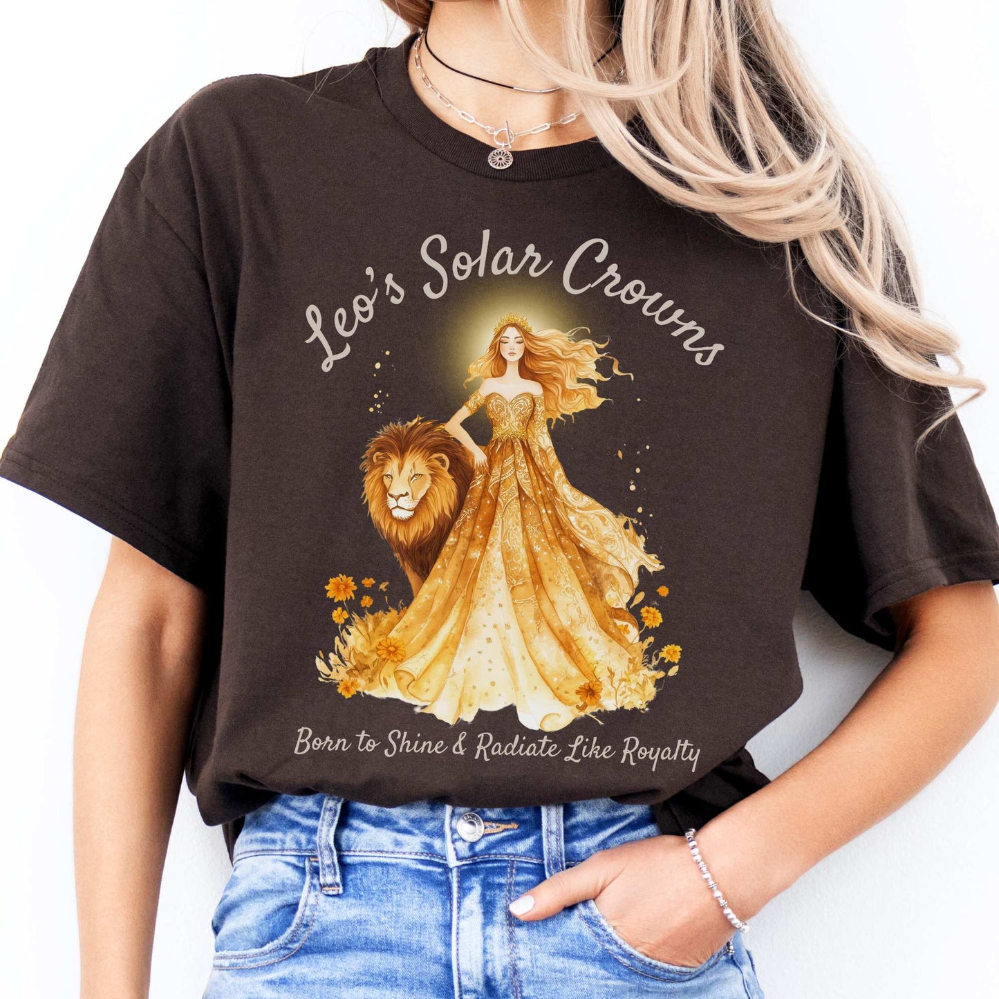 Leo's Solar Crowns Zodiac Shirt Dark Chocolate / S T-Shirt The Mystic Eden Bookish Book Lovers