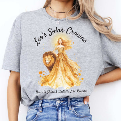 Leo's Solar Crowns Zodiac Shirt Sport Grey / S T-Shirt The Mystic Eden Bookish Book Lovers