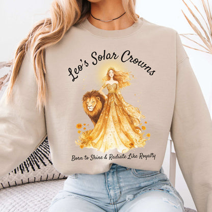 Leo's Solar Crowns Zodiac Sweatshirt Sand / S Sweatshirt The Mystic Eden Bookish Book Lovers