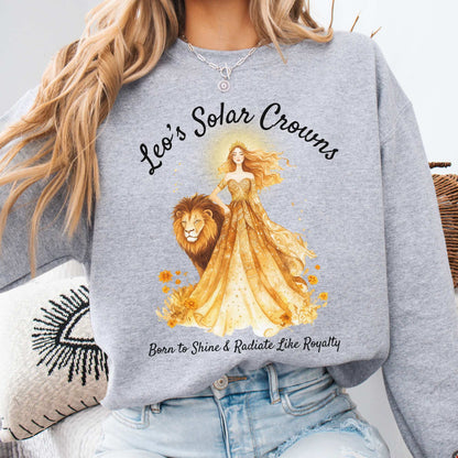 Leo's Solar Crowns Zodiac Sweatshirt Sport Grey / S Sweatshirt The Mystic Eden Bookish Book Lovers
