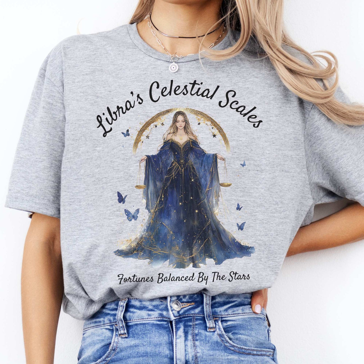 Libra's Celestial Scales Zodiac Shirt Sport Grey / S T-Shirt The Mystic Eden Bookish Book Lovers