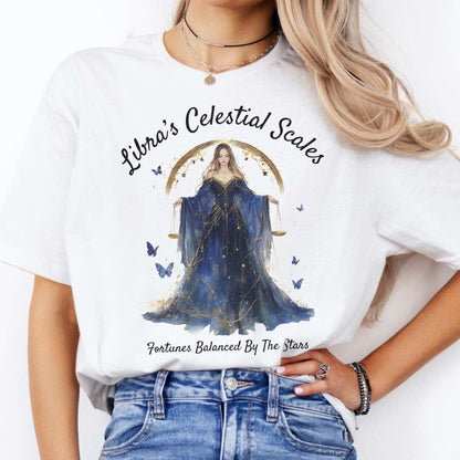 Libra's Celestial Scales Zodiac Shirt White / S T-Shirt The Mystic Eden Bookish Book Lovers