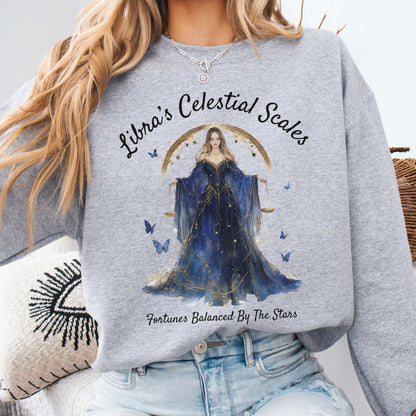 Libra's Celestial Scales Zodiac Sweatshirt Sport Grey / S Sweatshirt The Mystic Eden Bookish Book Lovers