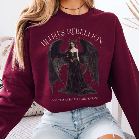 Lilith's Rebellion Sweatshirt Maroon / S Sweatshirt The Mystic Eden Bookish Book Lovers