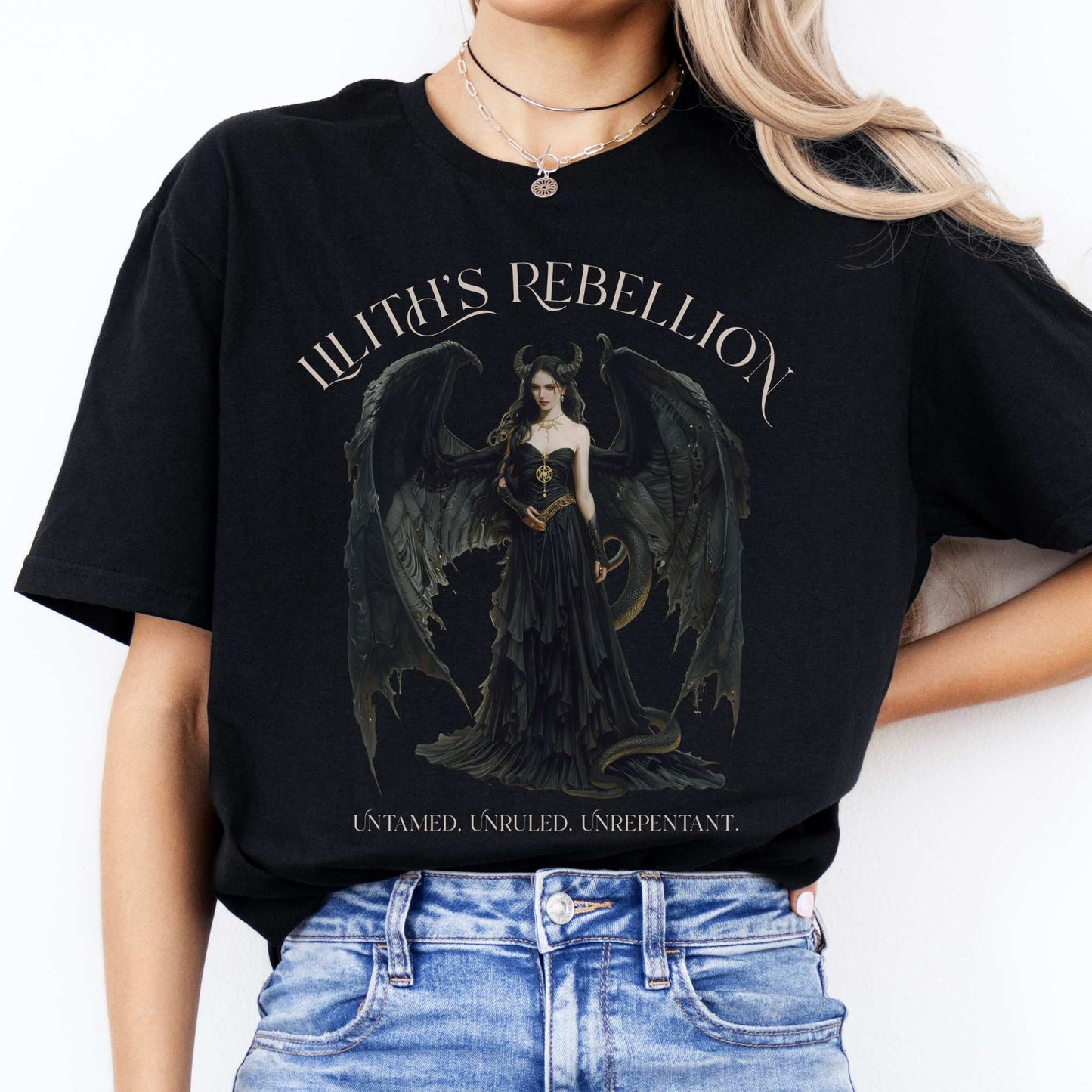 Lilith's Rebellion T-Shirt – Dark Divine Feminine Tee Black / S T-Shirt The Mystic Eden Bookish Book Lovers