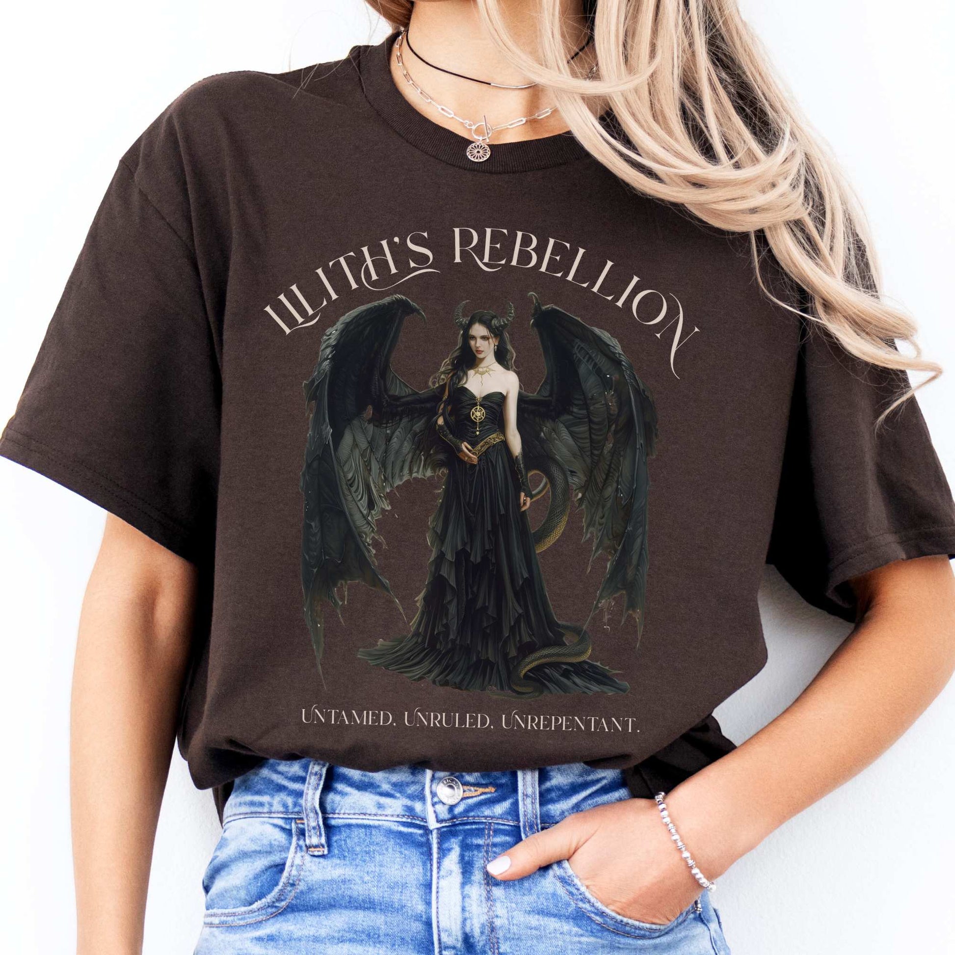 Lilith's Rebellion T-Shirt – Dark Divine Feminine Tee Dark Chocolate / S T-Shirt The Mystic Eden Bookish Book Lovers