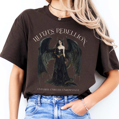 Lilith's Rebellion T-Shirt – Dark Divine Feminine Tee Dark Chocolate / S T-Shirt The Mystic Eden Bookish Book Lovers