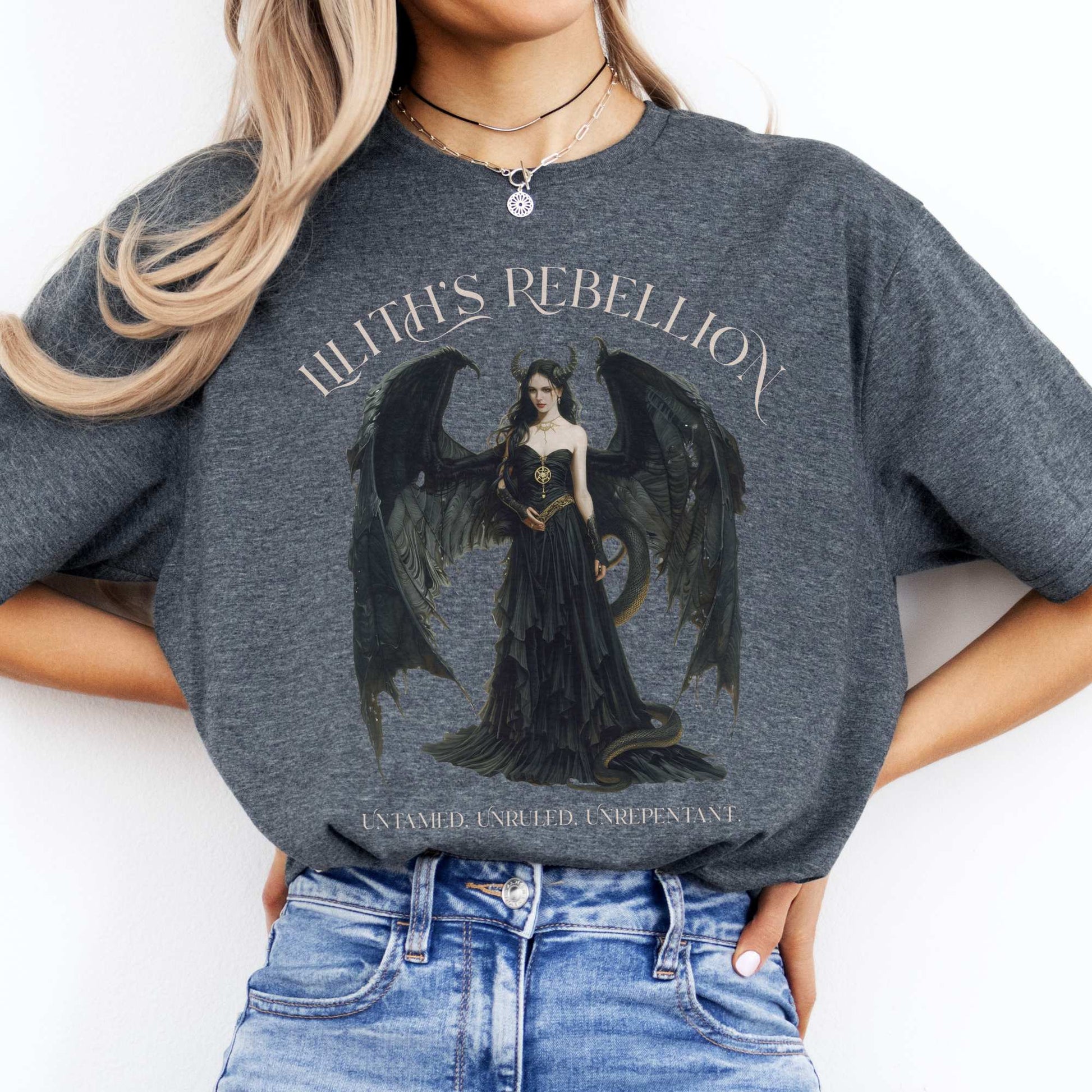 Lilith's Rebellion T-Shirt – Dark Divine Feminine Tee Dark Heather / S T-Shirt The Mystic Eden Bookish Book Lovers