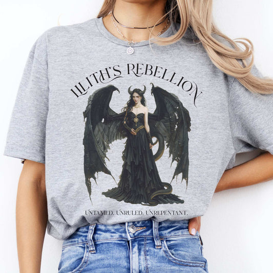 Lilith's Rebellion T-Shirt – Dark Divine Feminine Tee Sport Grey / S T-Shirt The Mystic Eden Bookish Book Lovers