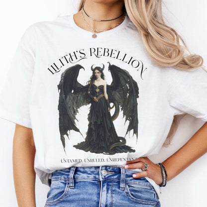 Lilith's Rebellion T-Shirt – Dark Divine Feminine Tee White / S T-Shirt The Mystic Eden Bookish Book Lovers
