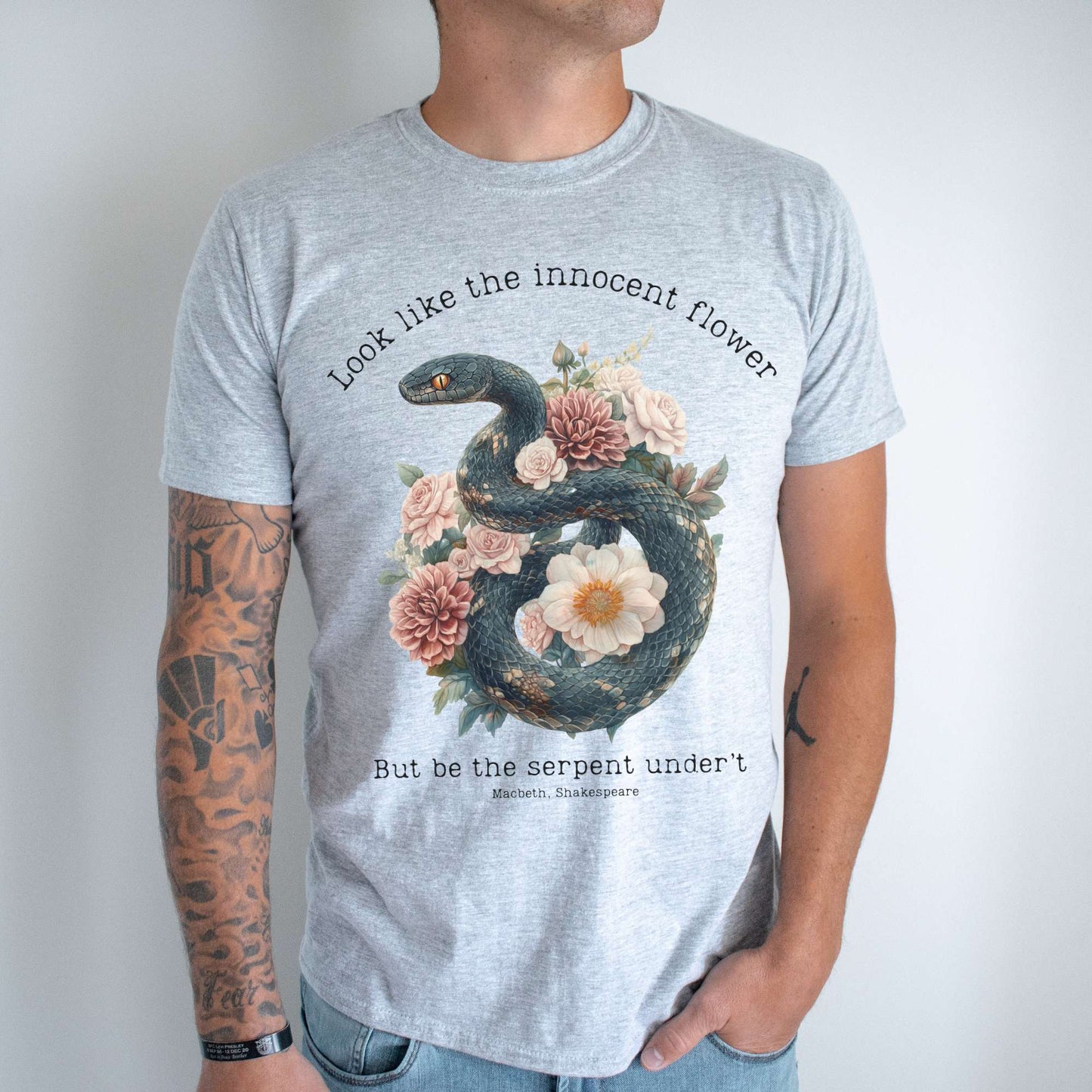 Look Like The Innocent Flower But Be The Serpent Under't Shakespeare Shirt T-Shirt The Mystic Eden Bookish Book Lovers
