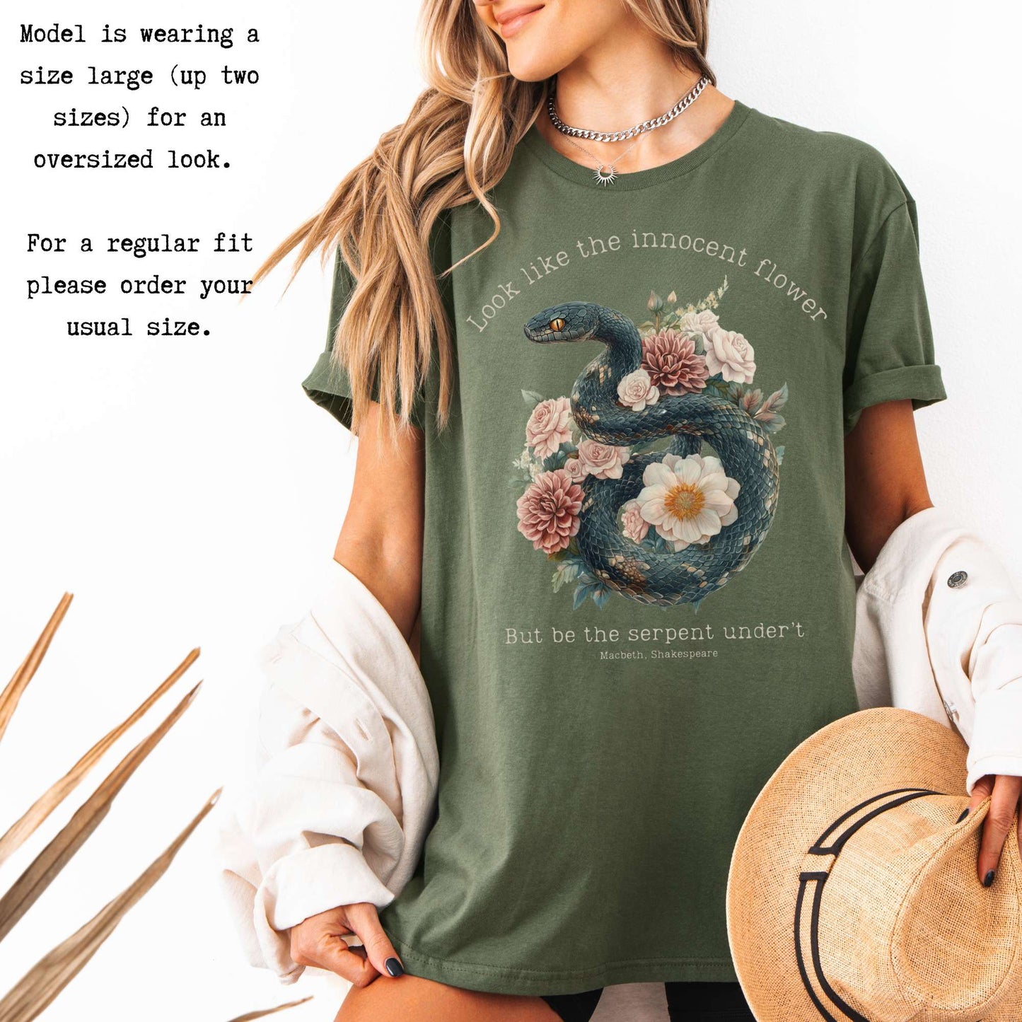 Look Like The Innocent Flower But Be The Serpent Under't Shakespeare Shirt T-Shirt The Mystic Eden Bookish Book Lovers