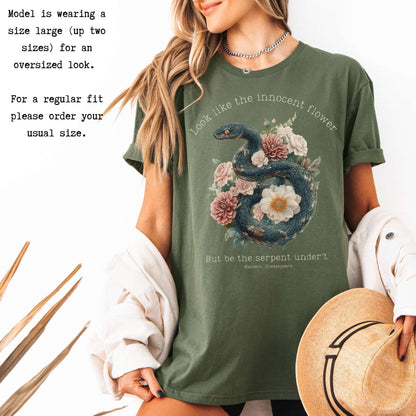 Look Like The Innocent Flower But Be The Serpent Under't Shakespeare Shirt T-Shirt The Mystic Eden Bookish Book Lovers