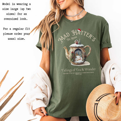 Mad Hatter's Tea Room Christmas Edition Tee T-Shirt The Mystic Eden Bookish Book Lovers