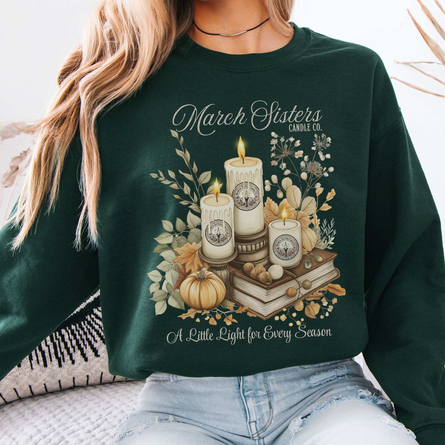 March Sisters Candle Co. Little Women Sweatshirt Forest Green / S Sweatshirt The Mystic Eden Bookish Book Lovers