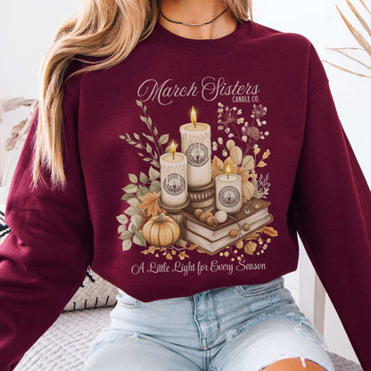 March Sisters Candle Co. Little Women Sweatshirt Maroon / S Sweatshirt The Mystic Eden Bookish Book Lovers
