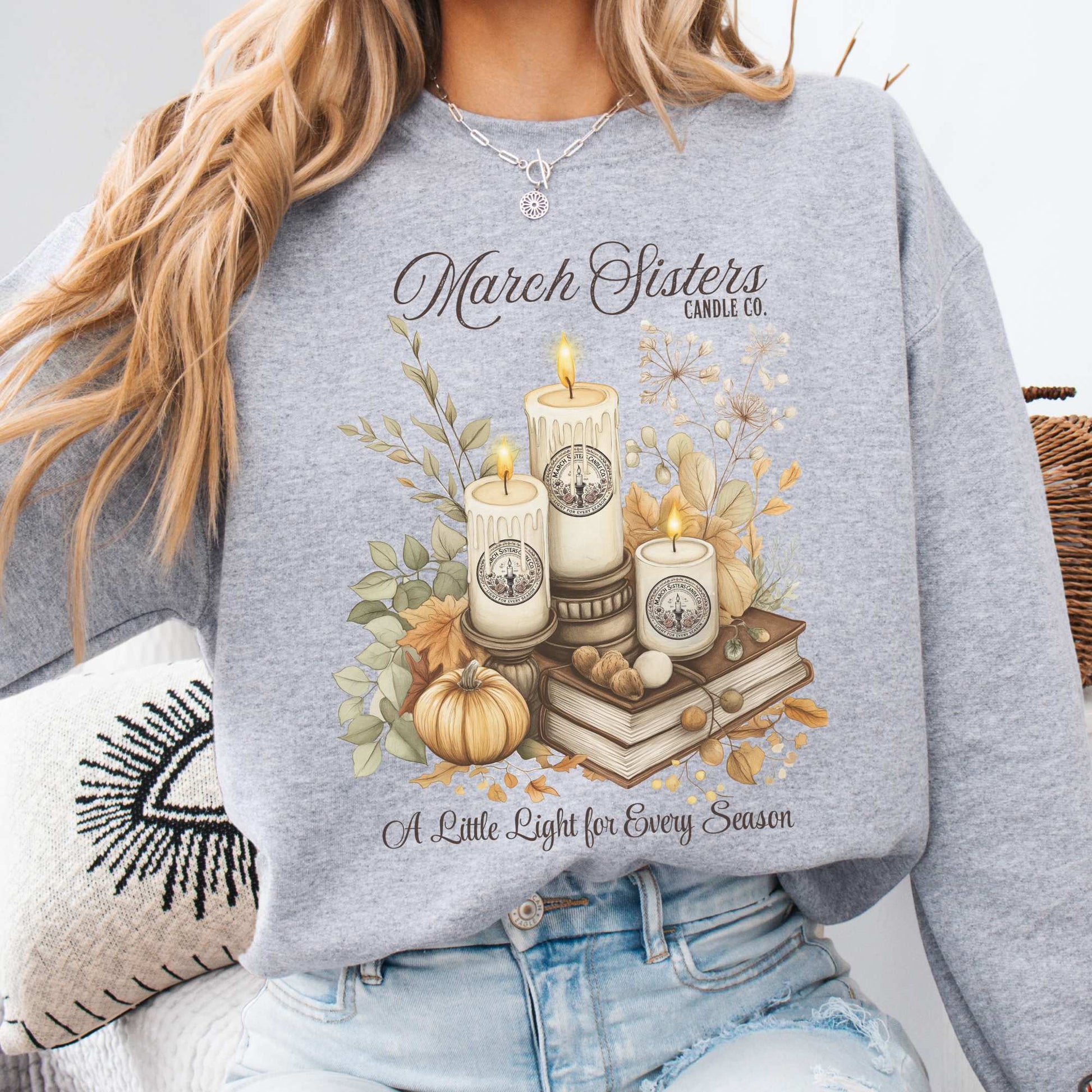March Sisters Candle Co. Little Women Sweatshirt Sport Grey / S Sweatshirt The Mystic Eden Bookish Book Lovers
