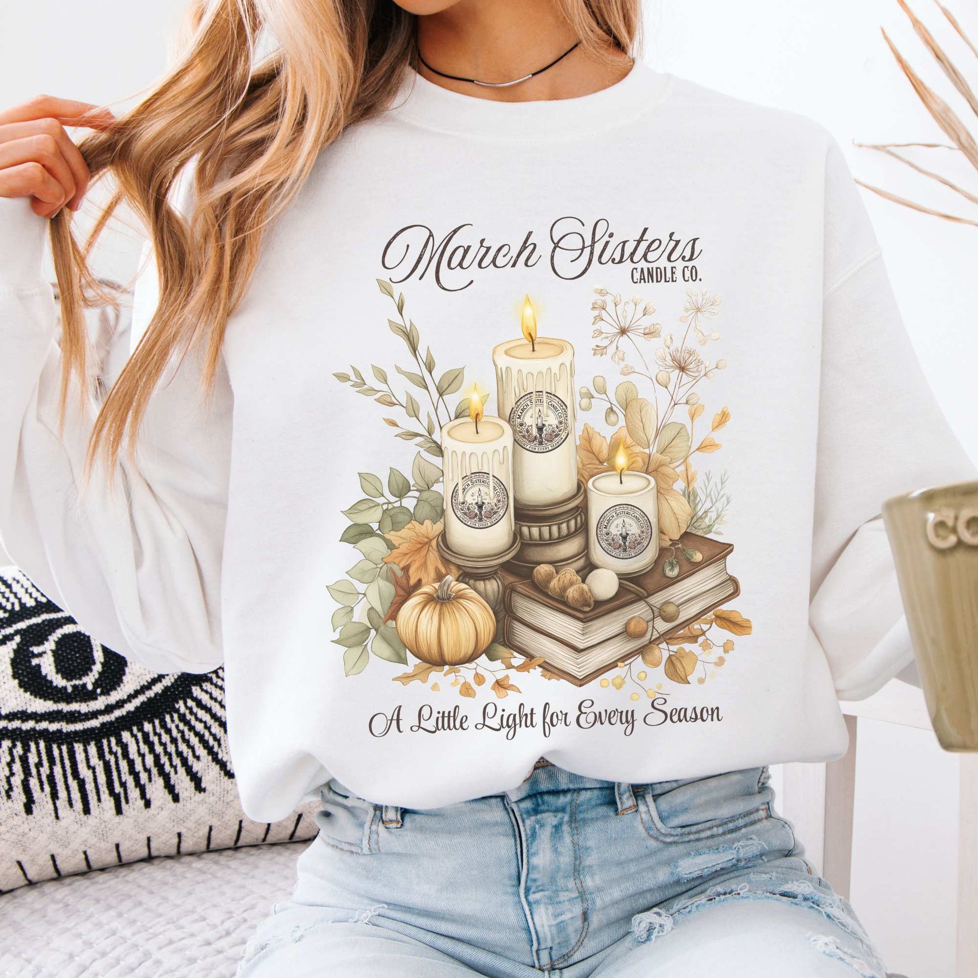 March Sisters Candle Co. Little Women Sweatshirt White / S Sweatshirt The Mystic Eden Bookish Book Lovers