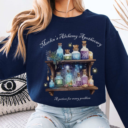 Merlin's Alchemy Apothecary Sweatshirt Navy / S Sweatshirt The Mystic Eden Bookish Book Lovers