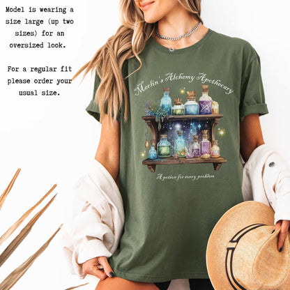 Merlin's Alchemy Apothecary Tee T-Shirt The Mystic Eden Bookish Book Lovers