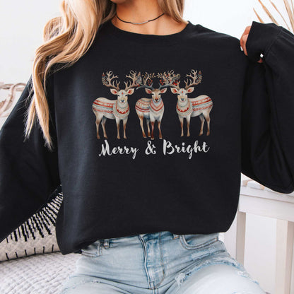 Merry and Bright Christmas Sweatshirt Black / S Sweatshirt The Mystic Eden Bookish Book Lovers