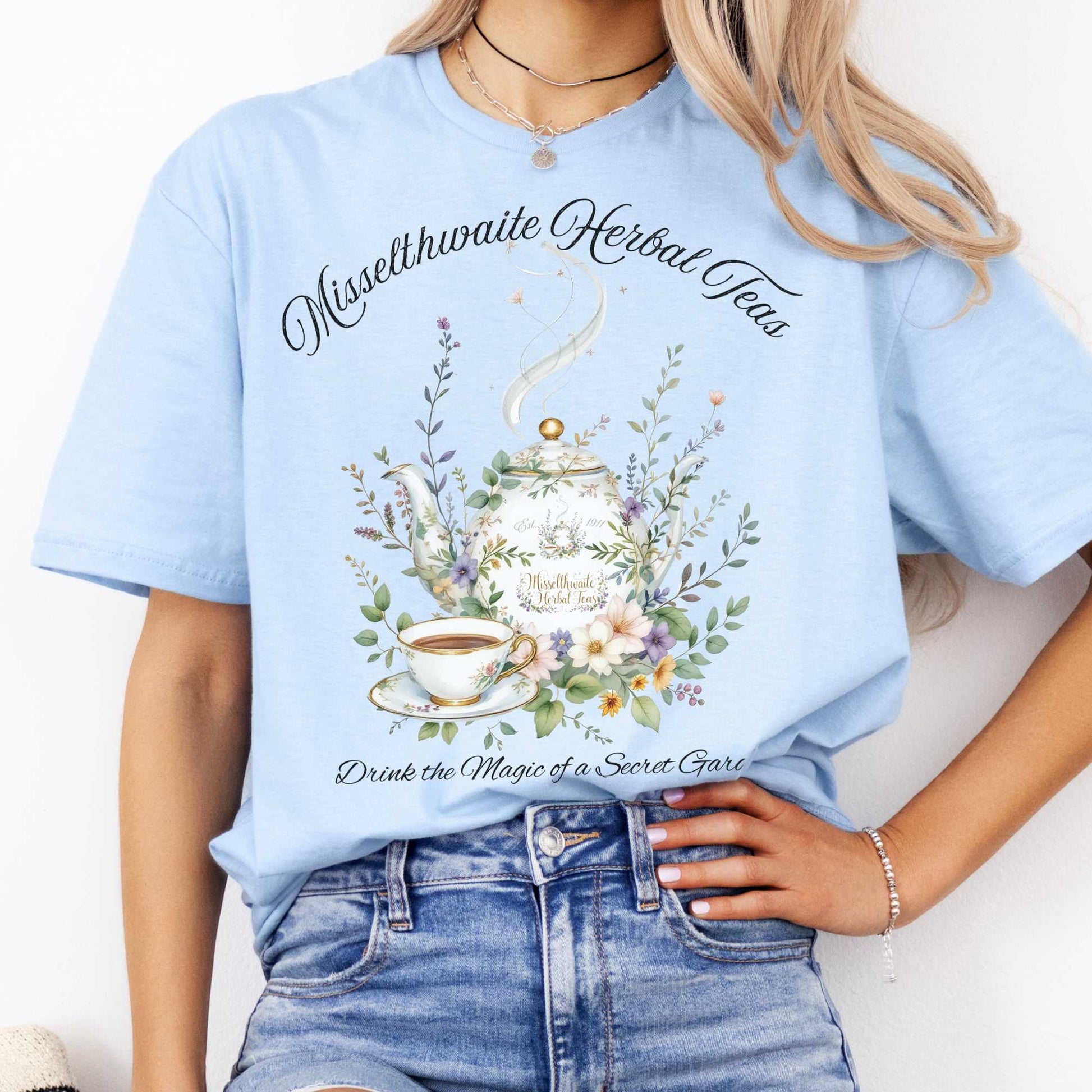 Misselthwaite Herbal Teas - The Secret Garden Tee Light Blue / S T-Shirt The Mystic Eden Bookish Book Lovers