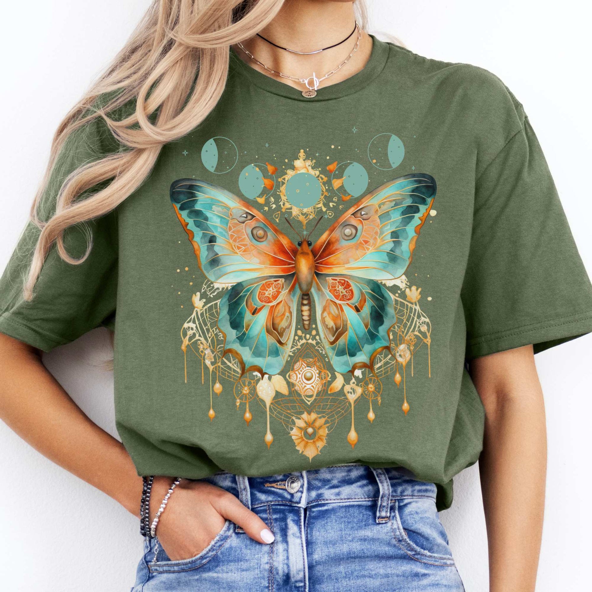 Mystical and Whimsical Butterfly Shirt Military Green / S T-Shirt The Mystic Eden Bookish Book Lovers