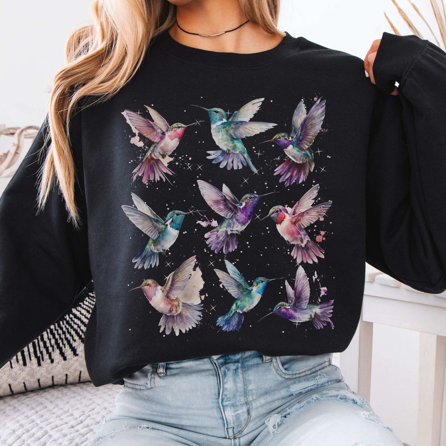 Mystical Hummingbirds Sweatshirt Black / S Sweatshirt The Mystic Eden Bookish Book Lovers