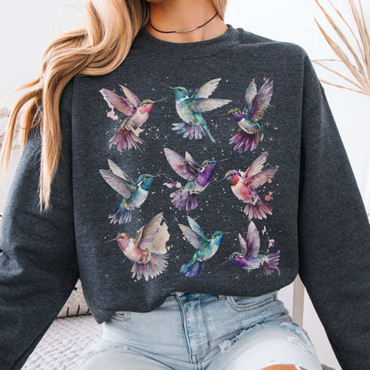 Mystical Hummingbirds Sweatshirt Dark Heather / S Sweatshirt The Mystic Eden Bookish Book Lovers