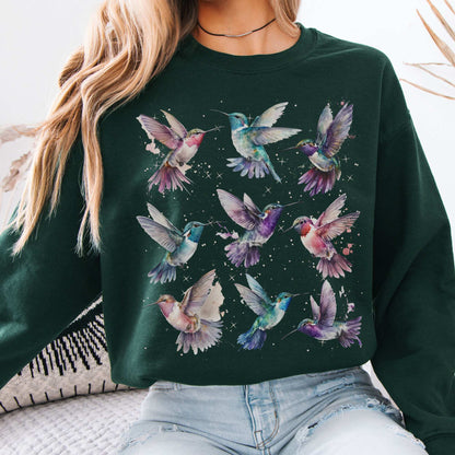 Mystical Hummingbirds Sweatshirt Forest Green / S Sweatshirt The Mystic Eden Bookish Book Lovers