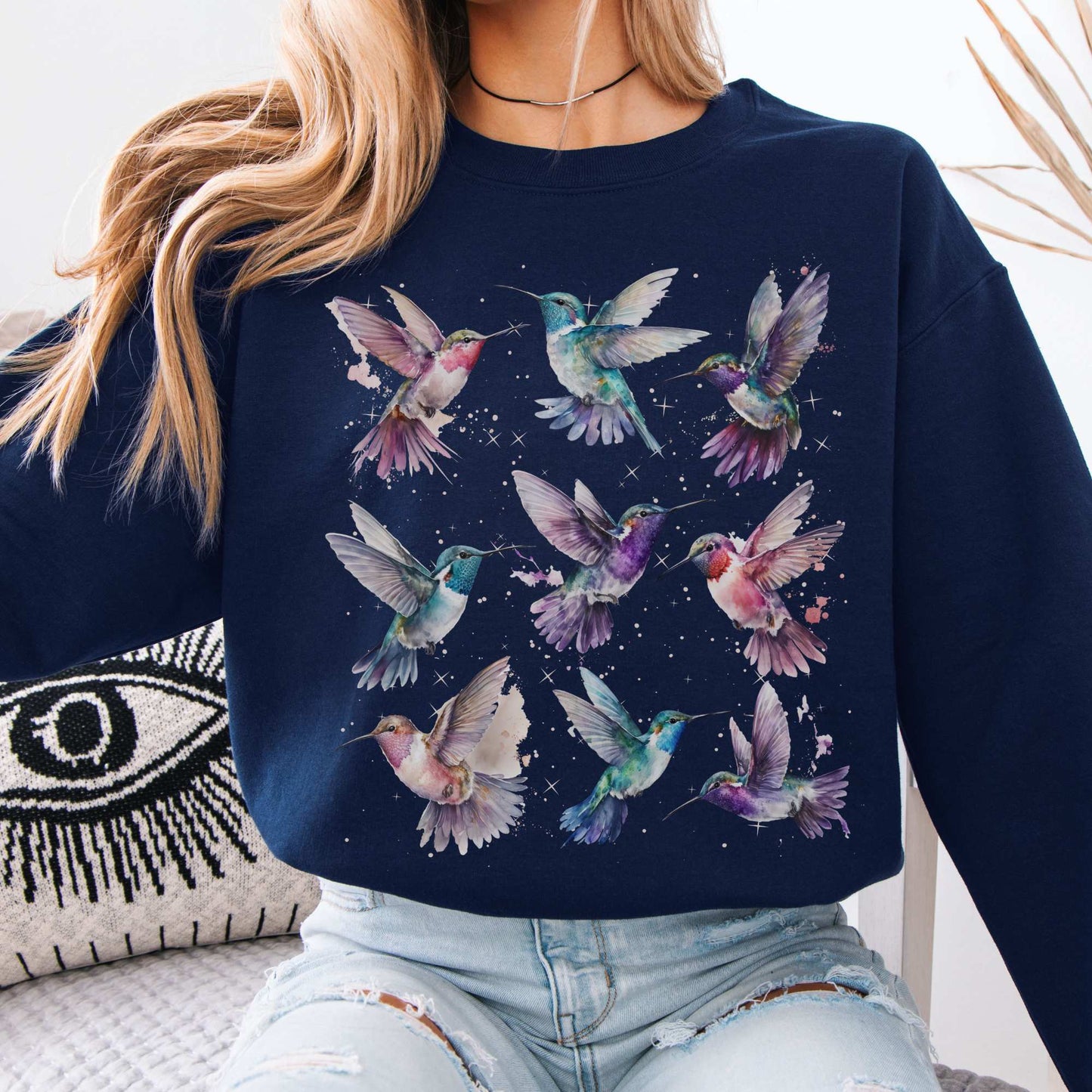 Mystical Hummingbirds Sweatshirt Navy / S Sweatshirt The Mystic Eden Bookish Book Lovers