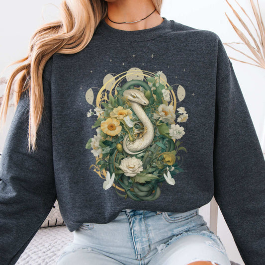 Mystical Snake Sweatshirt Dark Heather / S Sweatshirt The Mystic Eden Bookish Book Lovers