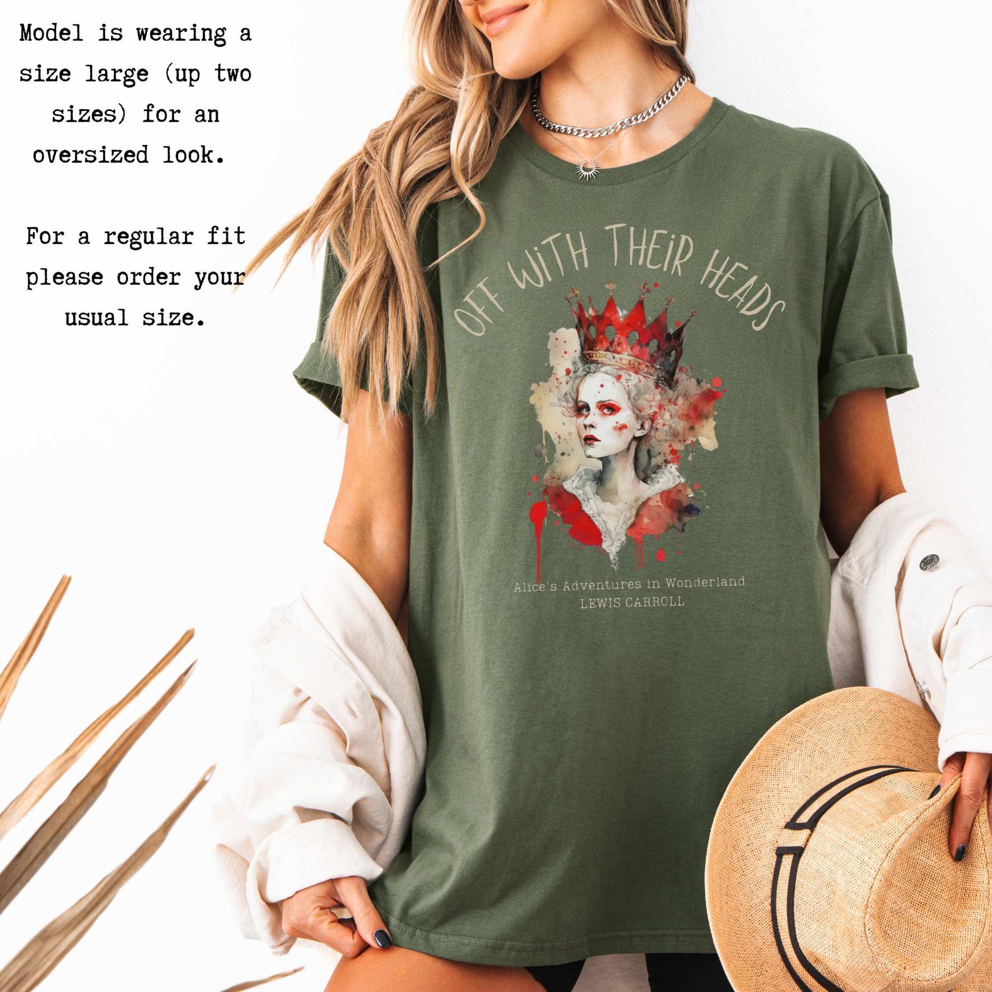 Off With Their Heads - Lewis Caroll's Queen of Hearts T-Shirt The Mystic Eden Bookish Book Lovers