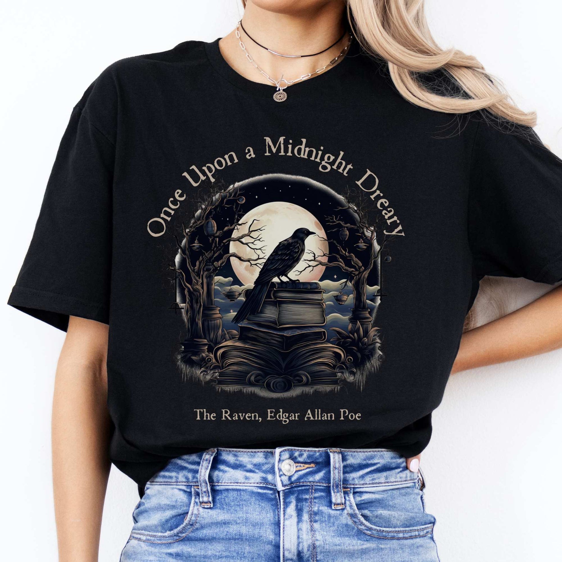 Once Upon a Midnight Dreary Edgar Allan Poe Shirt Black / S T-Shirt The Mystic Eden Bookish Book Lovers