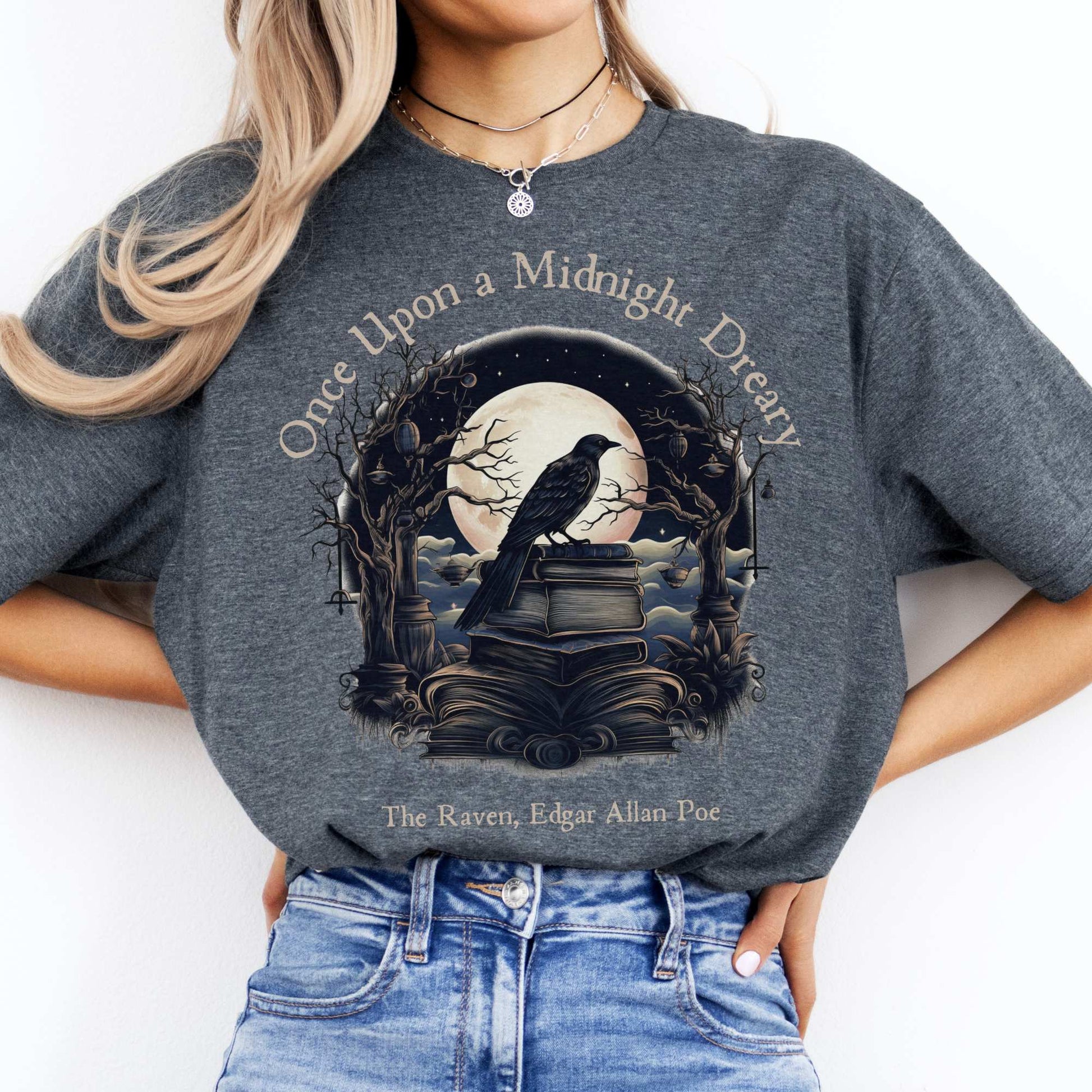 Once Upon a Midnight Dreary Edgar Allan Poe Shirt Dark Heather / S T-Shirt The Mystic Eden Bookish Book Lovers