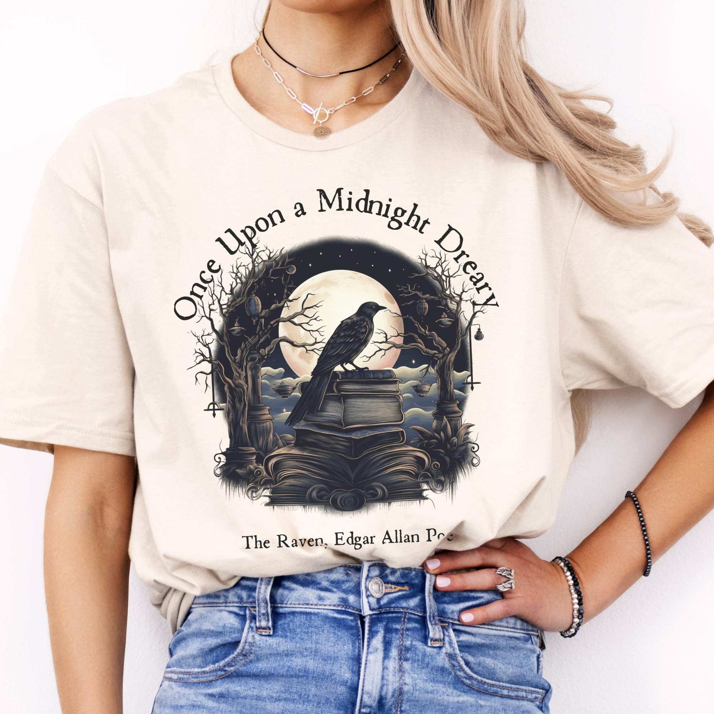 Once Upon a Midnight Dreary Edgar Allan Poe Shirt Natural / S T-Shirt The Mystic Eden Bookish Book Lovers