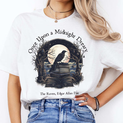 Once Upon a Midnight Dreary Edgar Allan Poe Shirt White / S T-Shirt The Mystic Eden Bookish Book Lovers