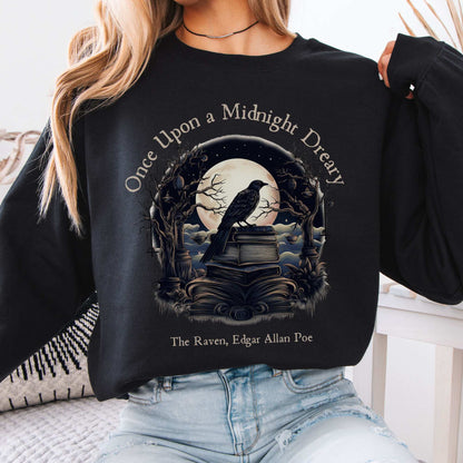 Once Upon A Midnight Dreary Edgar Allan Poe Sweatshirt Black / S Sweatshirt The Mystic Eden Bookish Book Lovers