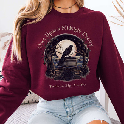 Once Upon A Midnight Dreary Edgar Allan Poe Sweatshirt Maroon / S Sweatshirt The Mystic Eden Bookish Book Lovers