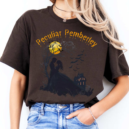 Peculiar Pemberley Pride & Prejudice Halloween Shirt Dark Chocolate / S T-Shirt The Mystic Eden Bookish Book Lovers