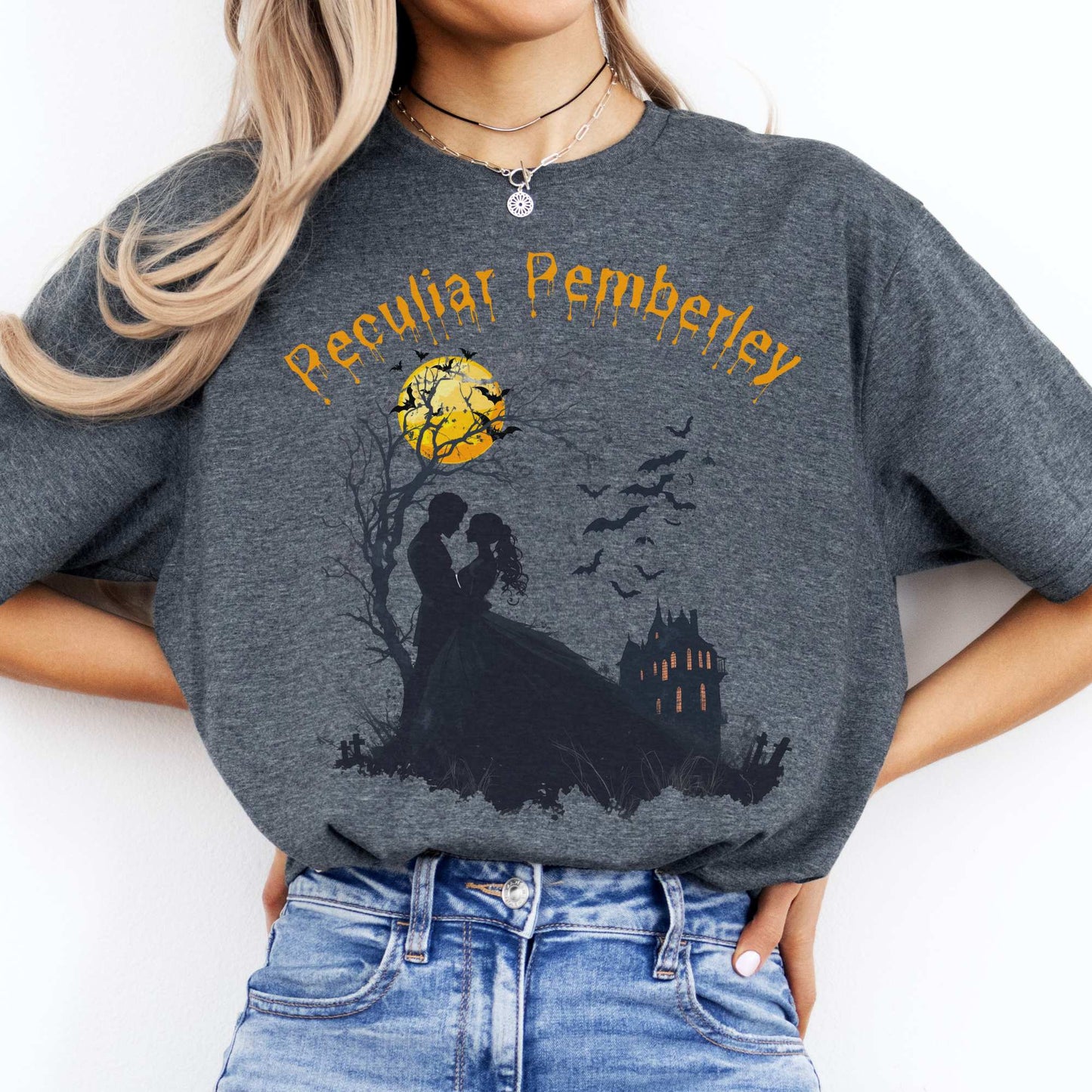 Peculiar Pemberley Pride & Prejudice Halloween Shirt Dark Heather / S T-Shirt The Mystic Eden Bookish Book Lovers