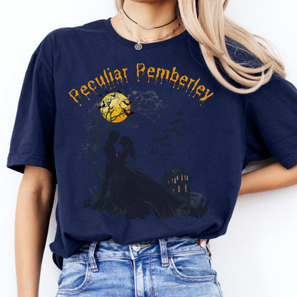Peculiar Pemberley Pride & Prejudice Halloween Shirt Navy / S T-Shirt The Mystic Eden Bookish Book Lovers